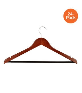 Honey Can Do 18 x 9 Cherry Wood No Slip Suit Hangers 24pk