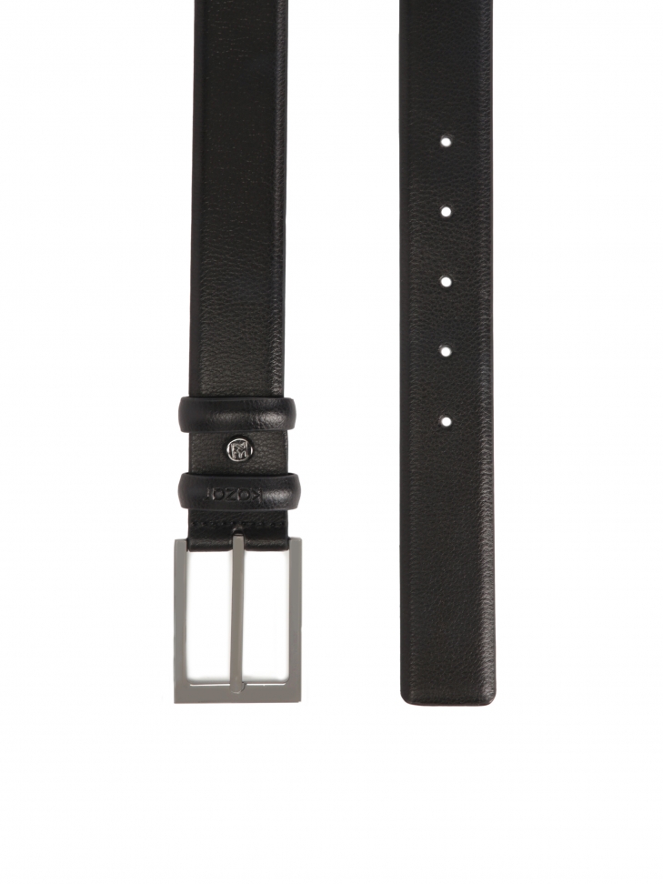 Narrow smooth leather belt in black color