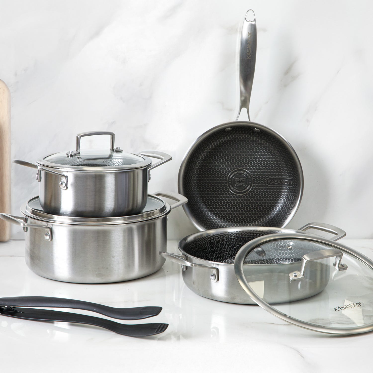 Batteria pentole 8 pezzi a 3 strati Tri - ply