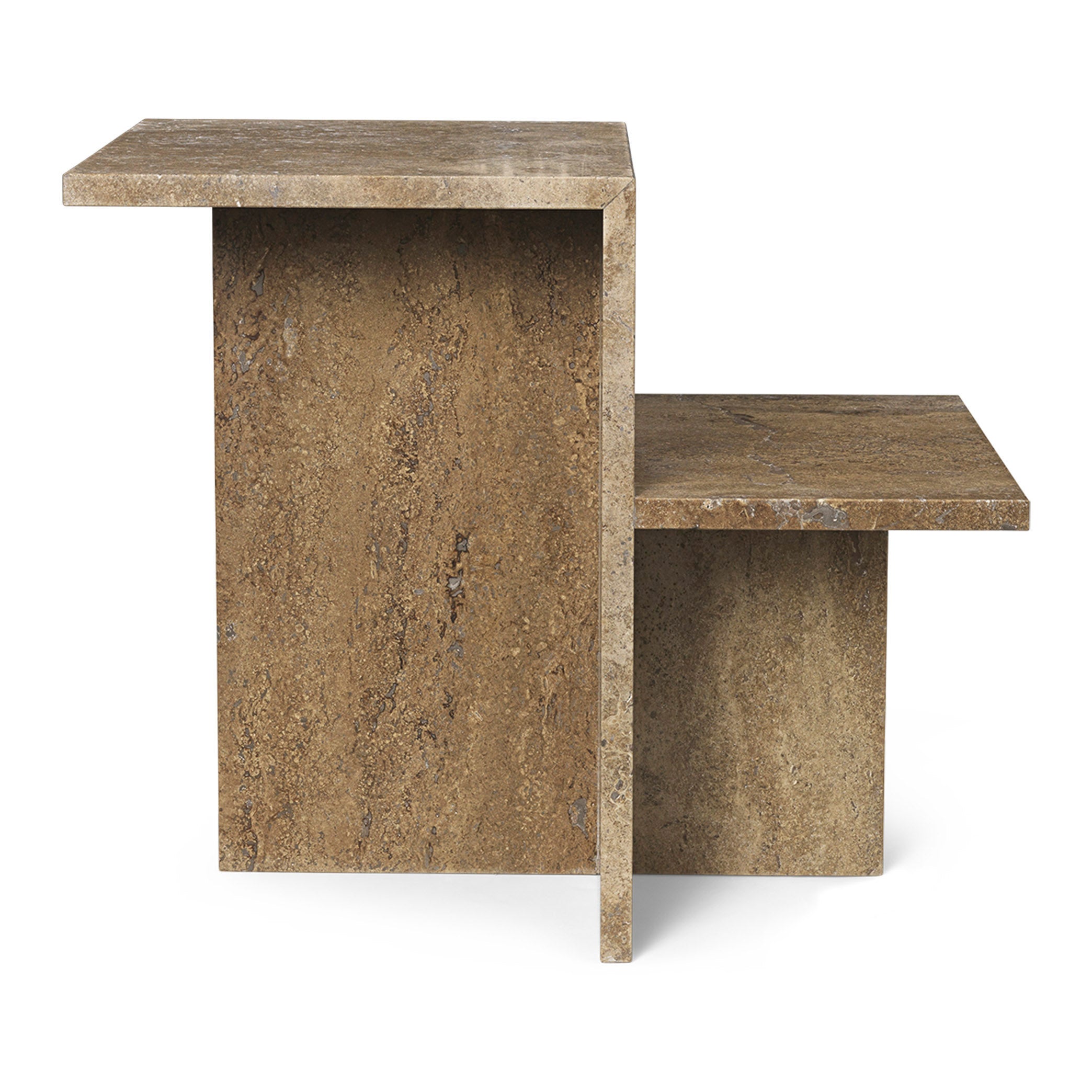 Ferm Living Distinct Bijzettafel - Travertine Dark Brown
