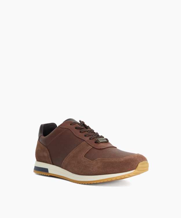 Trusting Brown - Suede-Trim Lace-Up Trainers