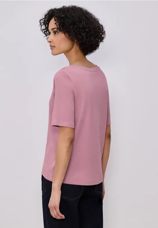 Basic T-Shirt mit V-Neck in Unifarbe