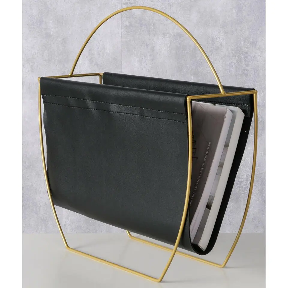 Boltze Lectuurbak tijdschriften/krant - zwart - metaal - 40 x 14 cm