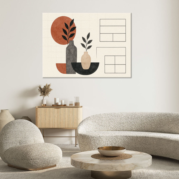 Feeby Obraz na płótnie, Wazy Liście Minimalizm Geometria 60x40