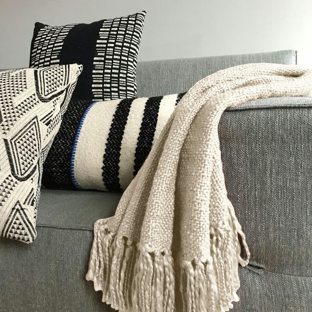 SOLID - Plaid uni blanc ivoire 125x150