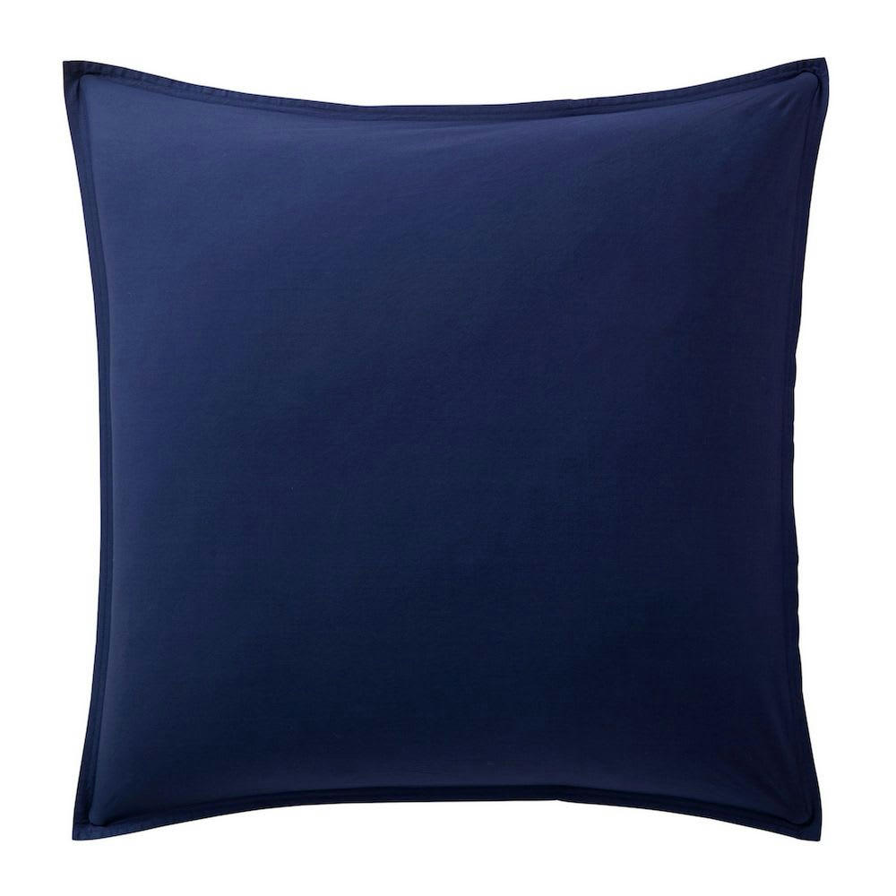 - Taie d'oreiller percale de coton lavé bleu 65x65 cm