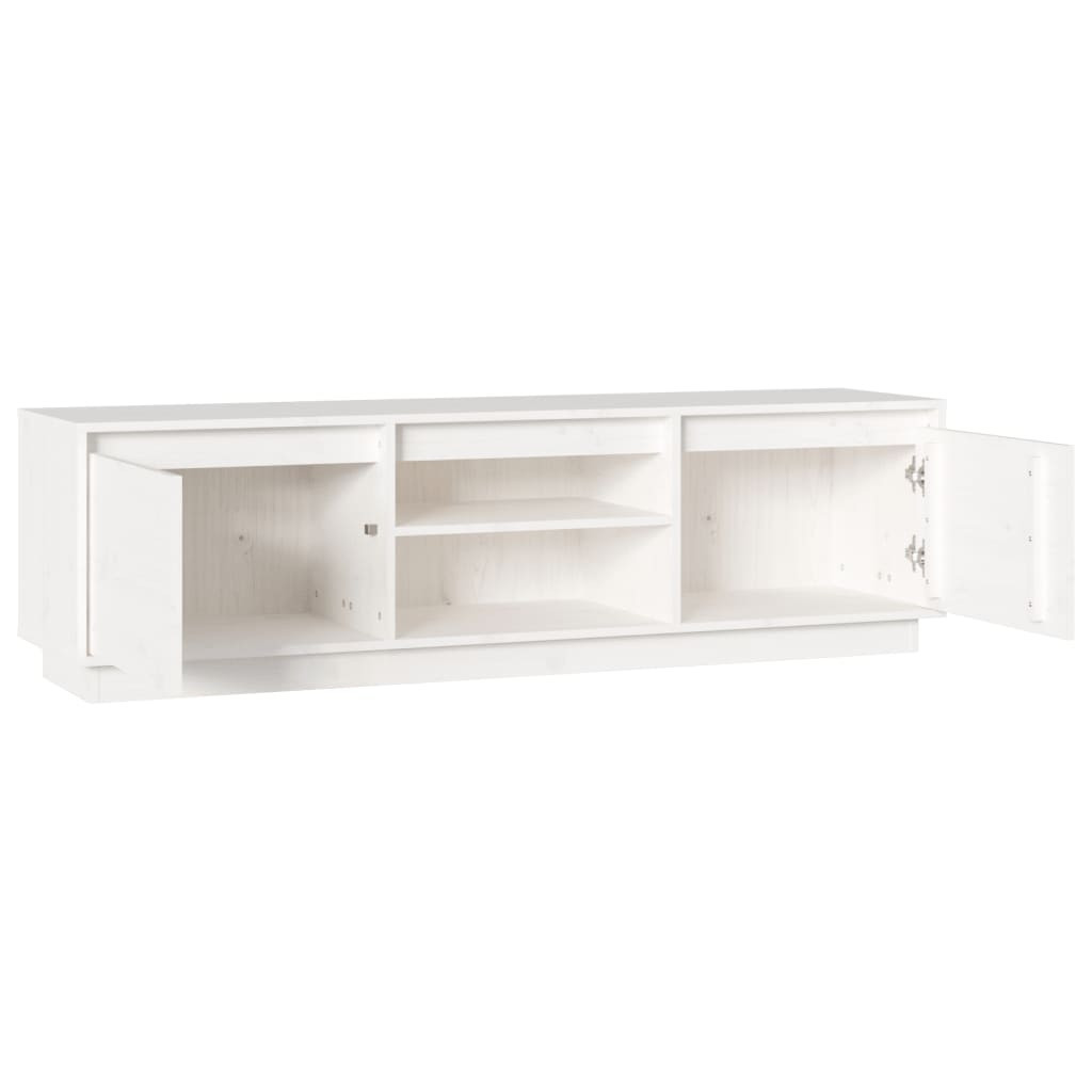 Szafka Pod Telewizor RTV Komoda Drewniana Biała 140x35x40 cm