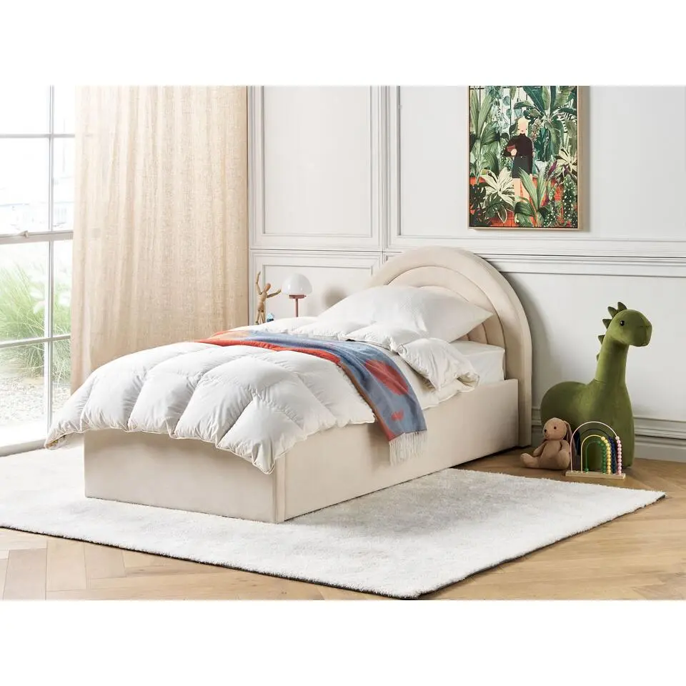 ANET - Bed met opbergruimte - Beige - 90 x 200 cm - Fluweel