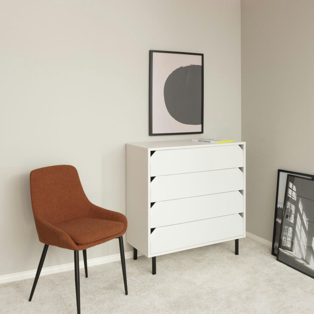 LIV - Lot de 2 chaises en tissu bouclette et métal rouille