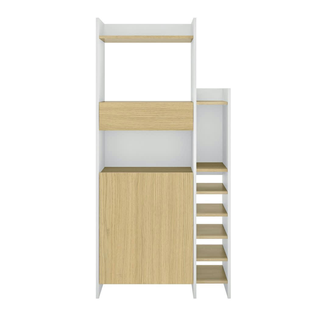 KITCHY - Desserte micro-onde effet bois blanc et chêne clair