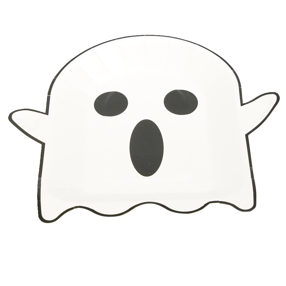 Lot de 8 assiettes en carton Ø23cm design fantôme Halloween