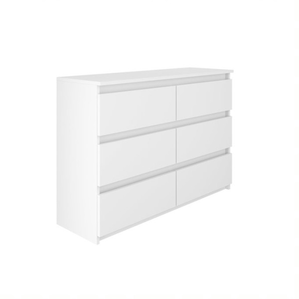 Komoda BASIC 6 szuflad – Biała | 120x75x40 cm