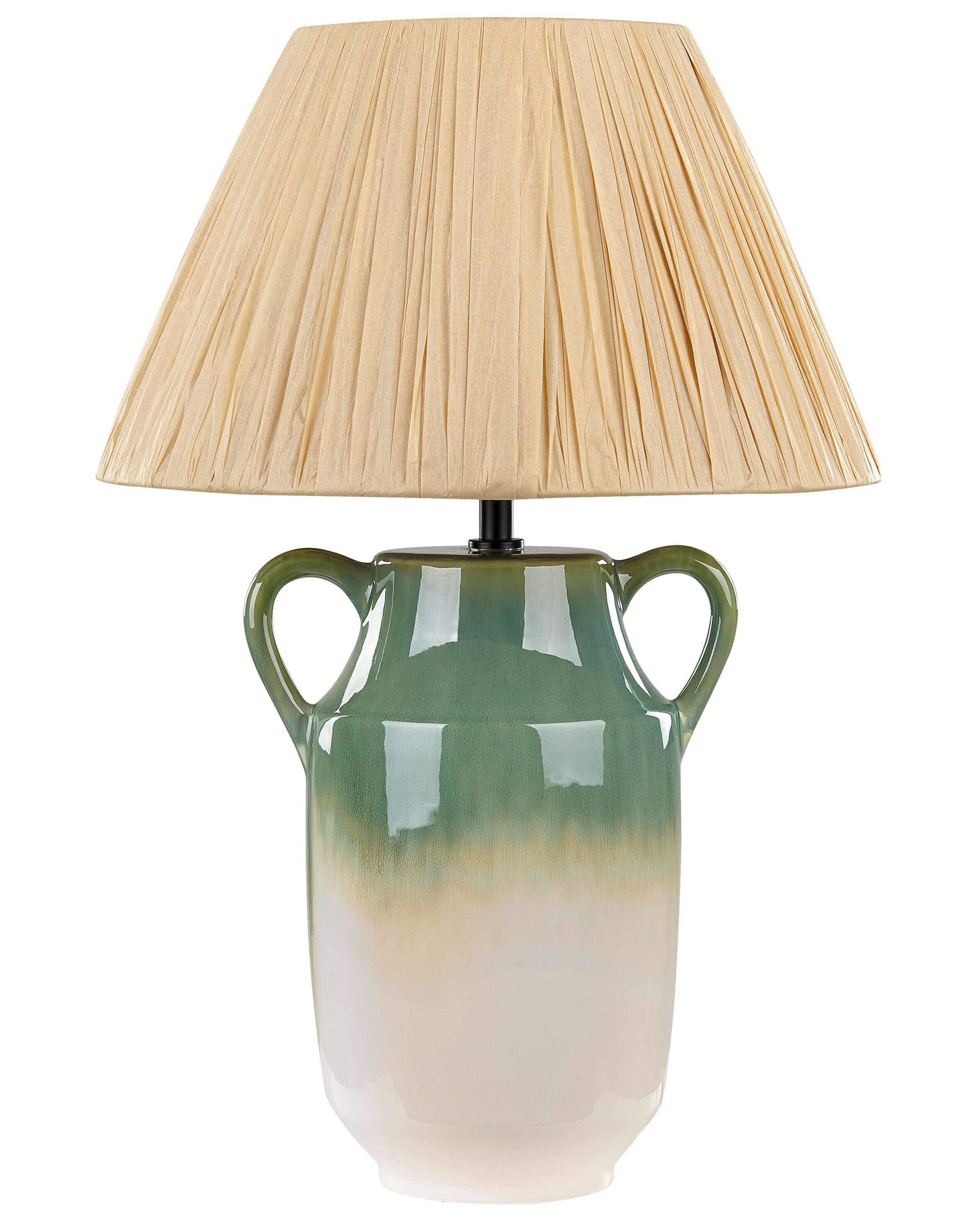 Lampa stołowa nocna ceramiczna 53 cm zielono-biała