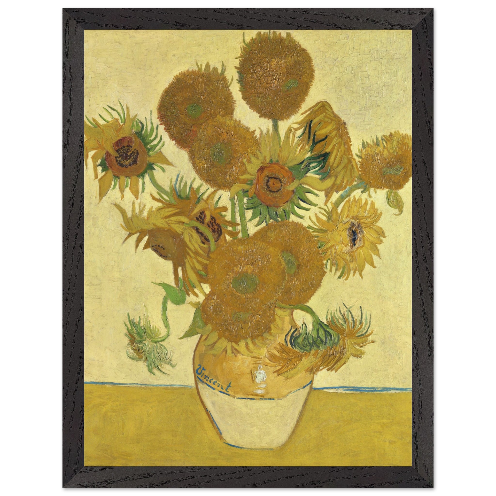 Poster met Lijst Vincent van Gogh - Zonnebloemen (1888)  - 30x40 cm - Geel
