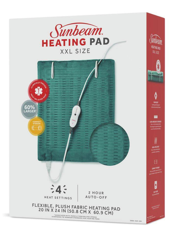 Sunbeam XXL Microplush Electric Heating Pad For Muscle & Joint Pain, Blue