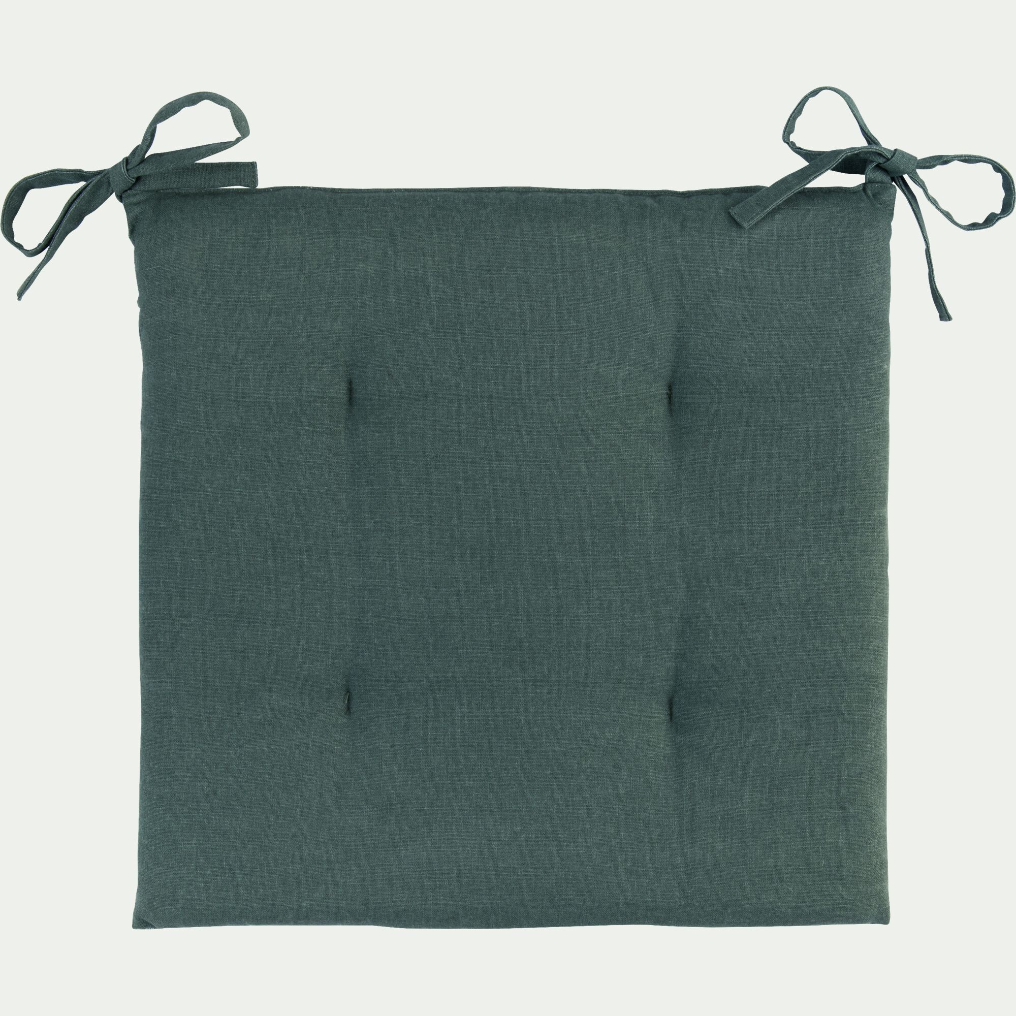 MIKO - Galette de chaise de jardin en tissu déperlant motifs pins d'Alep - vert cèdre