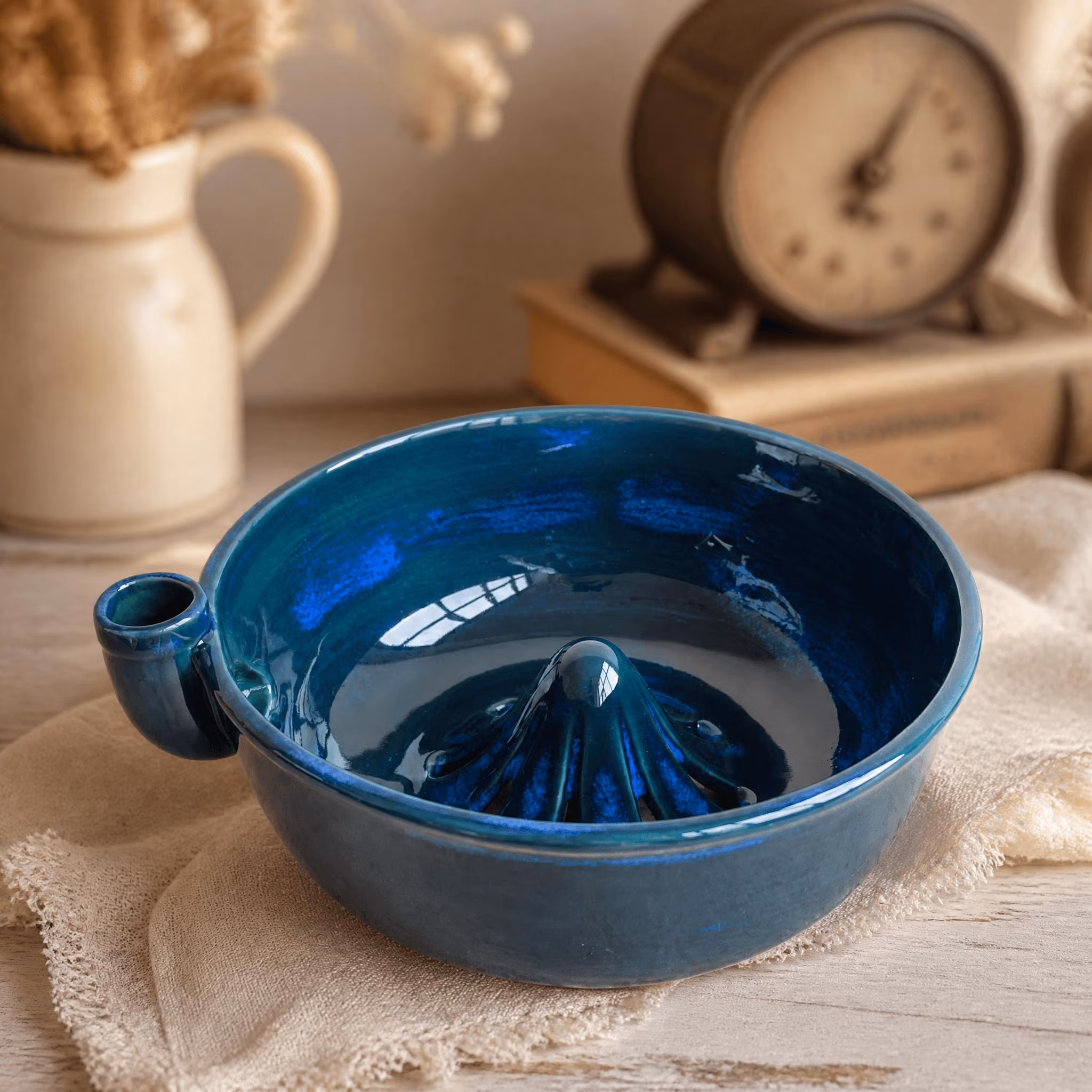 Handmade Ceramic Berry Colander Bowl, Berry Washing Bowl with Spout, Fruit Rinsing Bowl, Hand‑thrown Pottery Berry Bowl for Kitchen