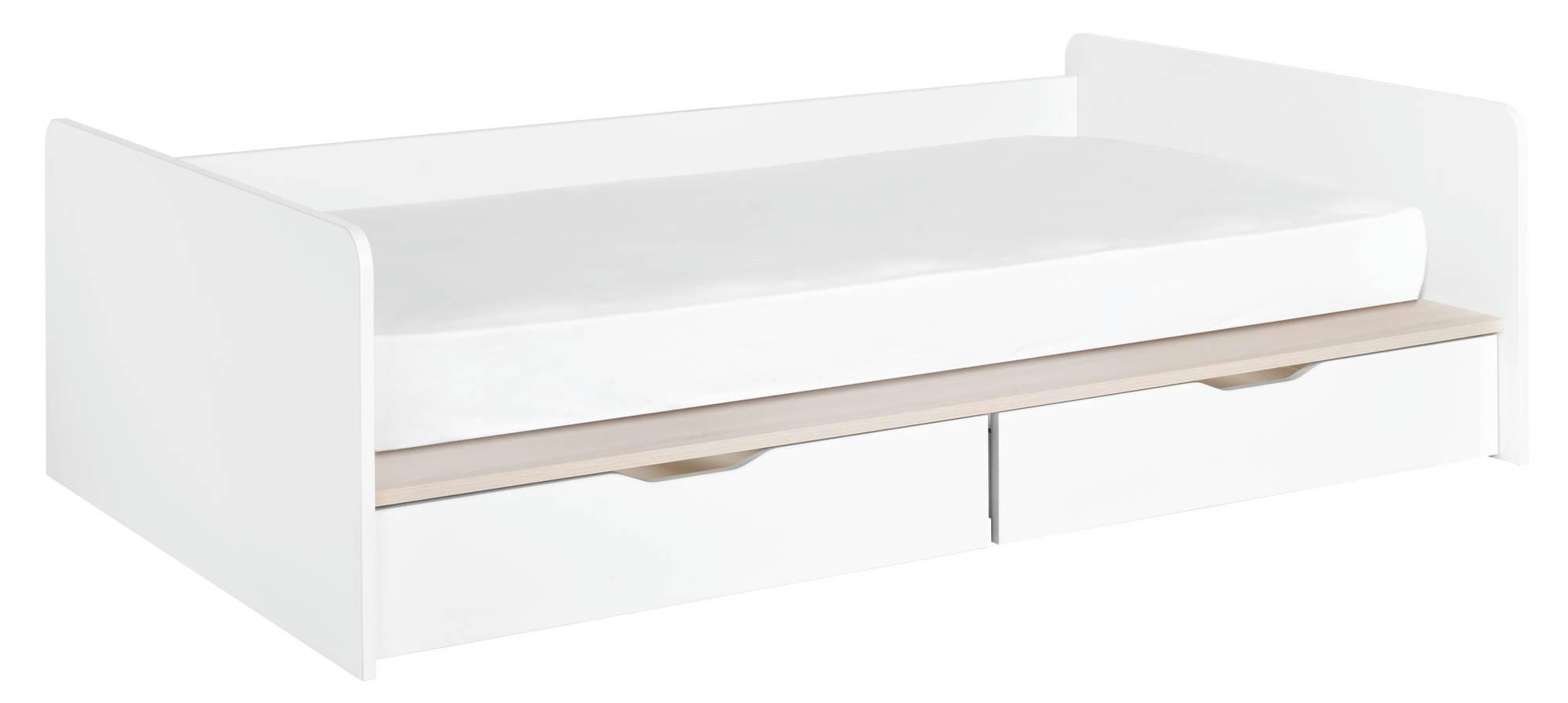 SIMON - Lit banquette avec 2 tiroirs blanc 90 x 190 cm