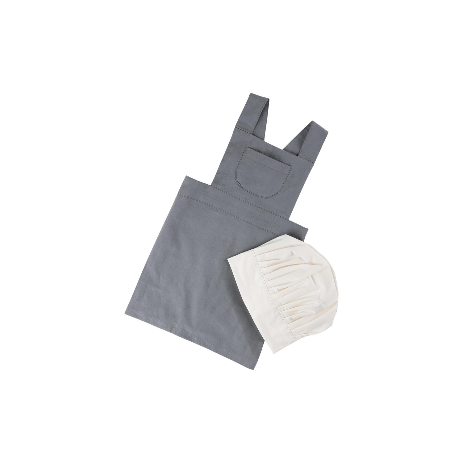 Børneforkl&aelig;de m/kokkehue, elephant grey/classic white