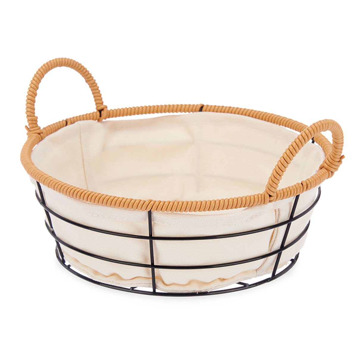 Cesto De Pão Redondo Em Metal Com Asas