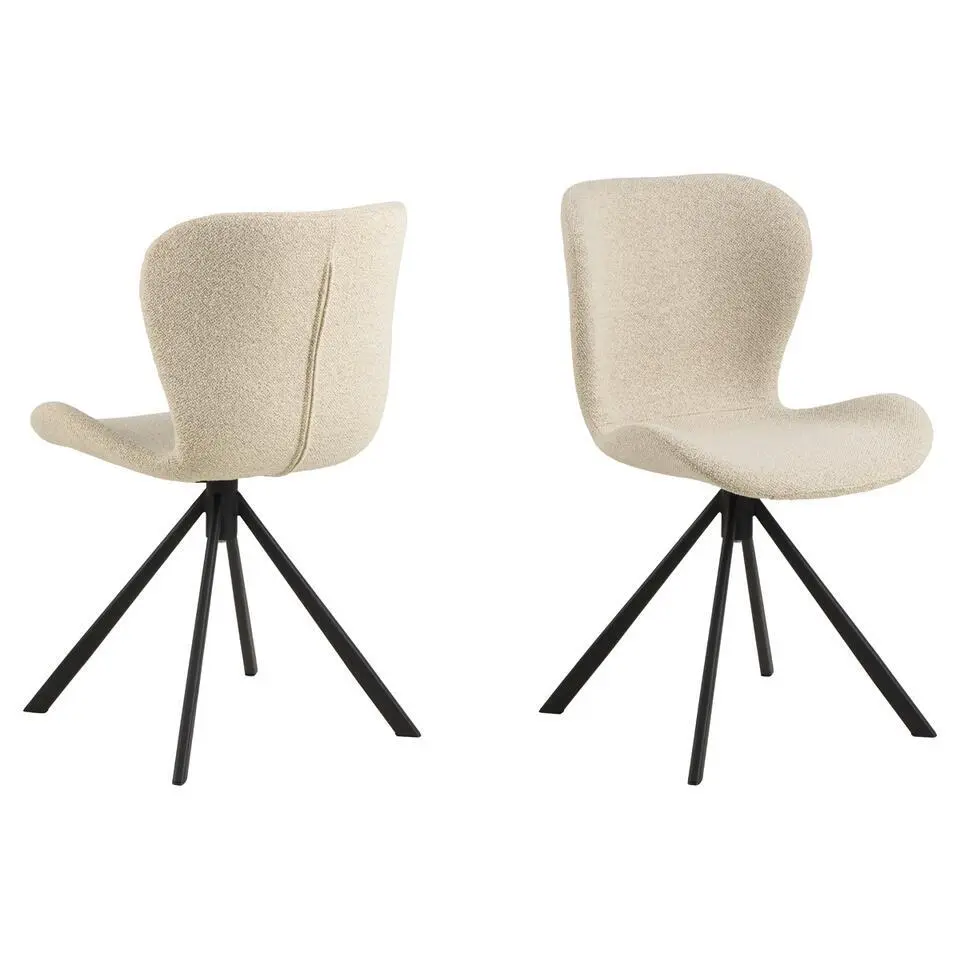 Eetkamerstoel Draaibaar - Stof Beige - Zitdiepte 40cm - Zaria - Set van 2