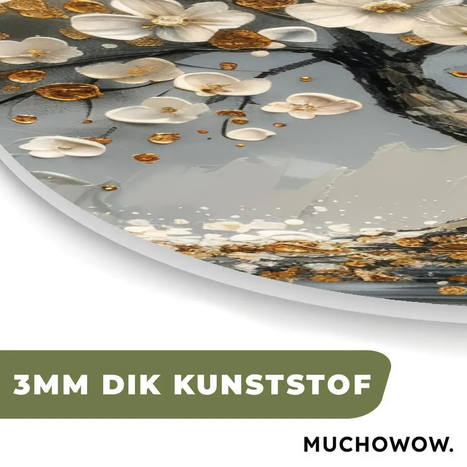 MuchoWow Wand decoratie 80x120cm Boom Goud Bloemen Abstract
