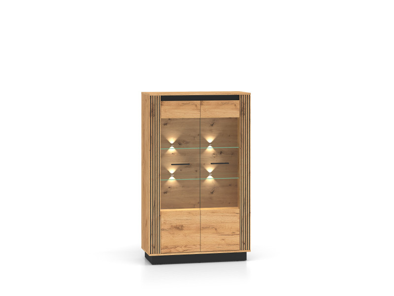Witryna Szeroka 2D URSO Dąb Czarny Loft Lamele