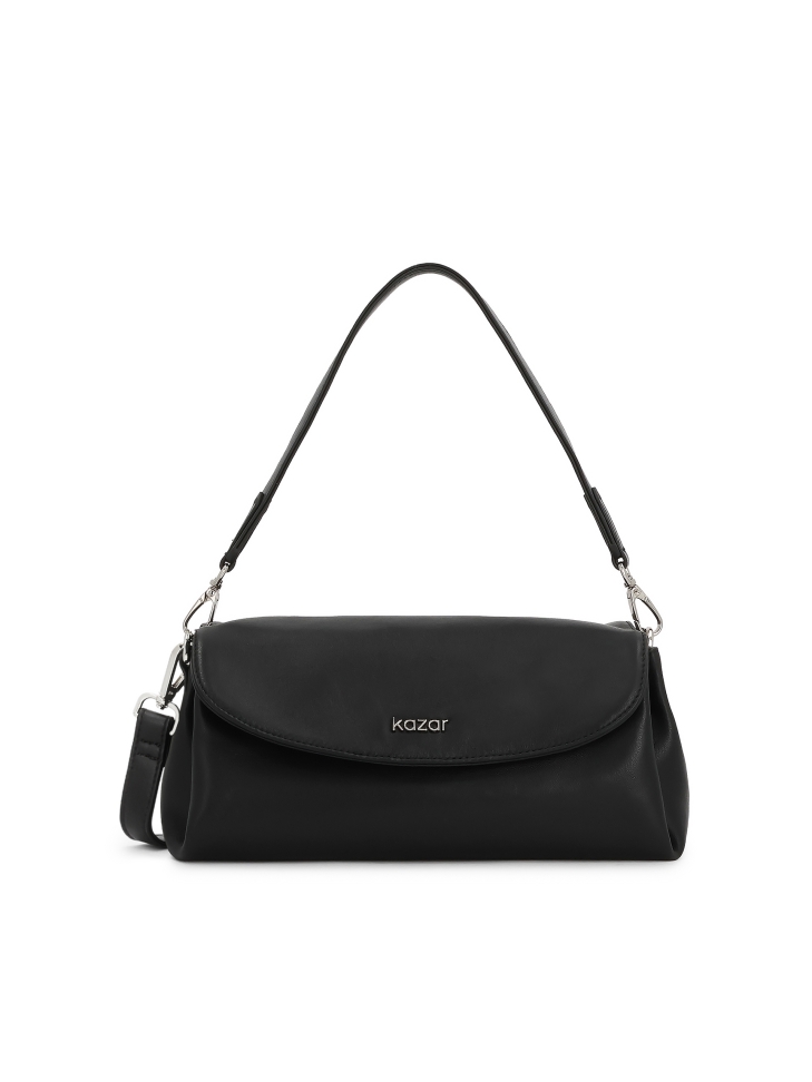 Black leather handbag with detachable straps