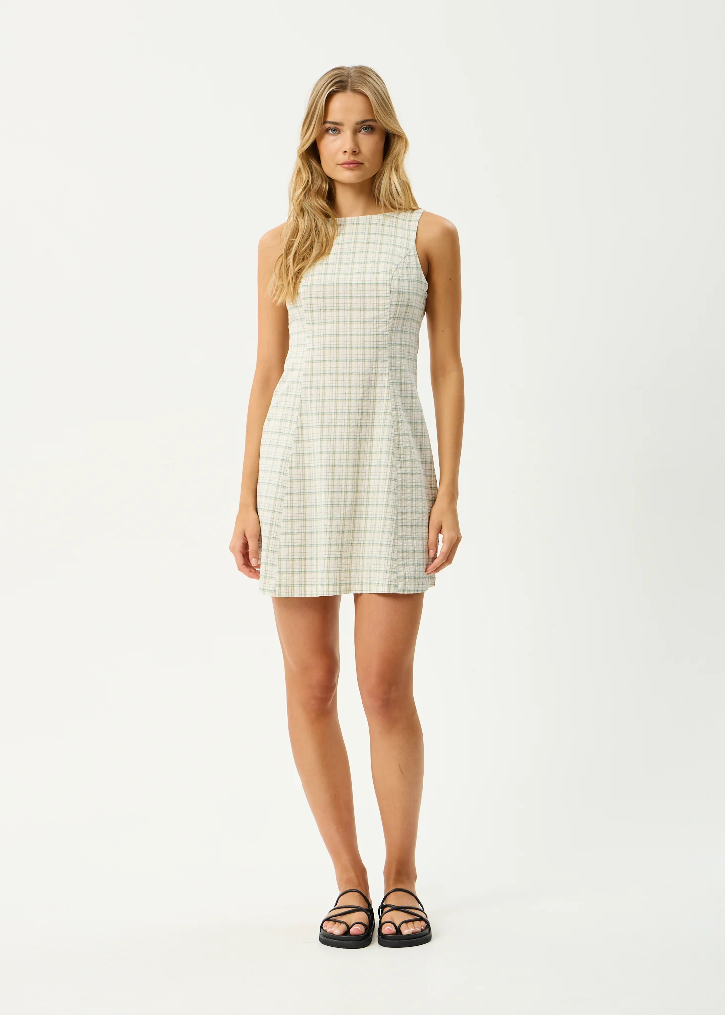 AFENDS Womens Legacy - Seersucker Mini Dress - Boa Check