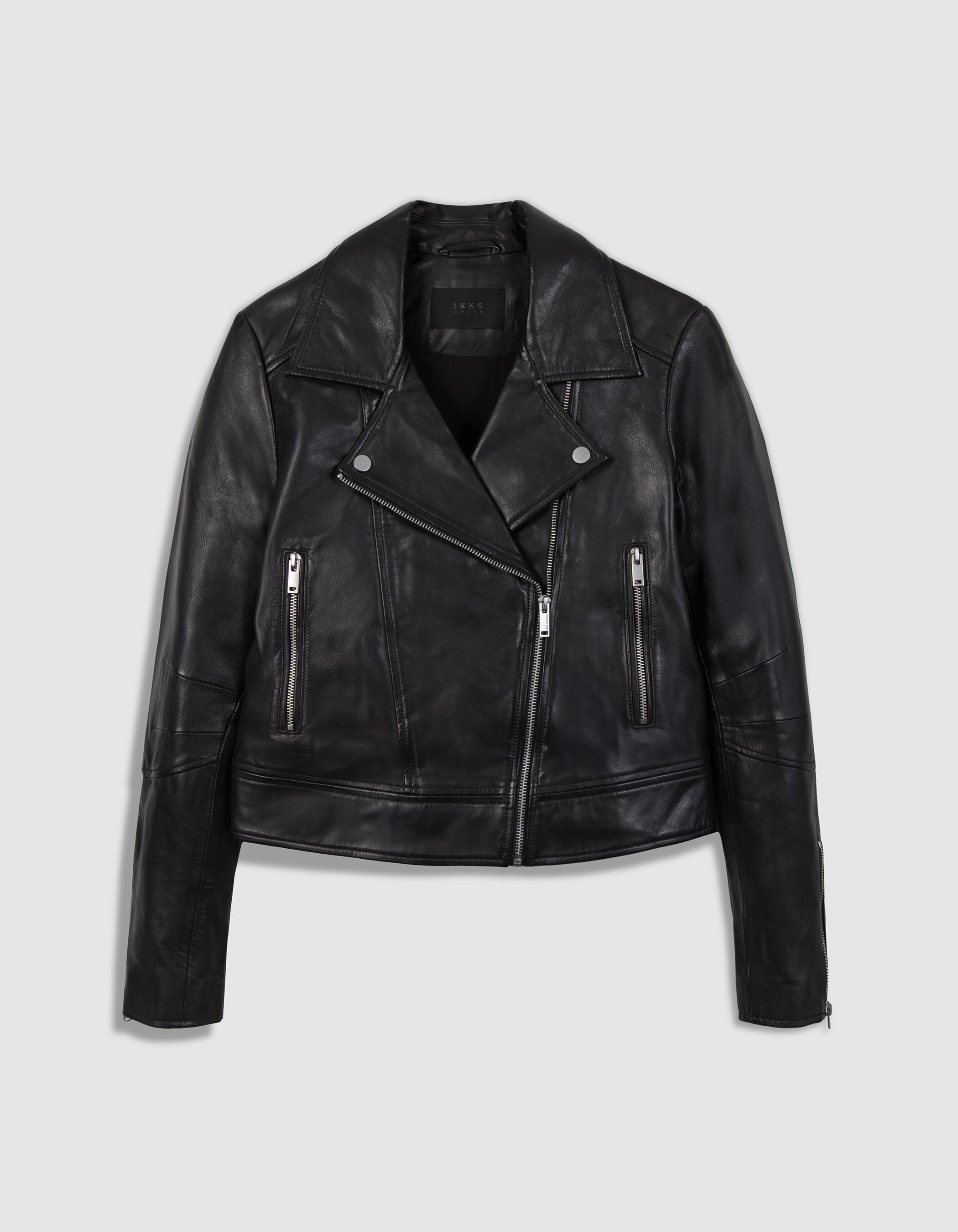 Blouson noir cuir esprit motard Femme