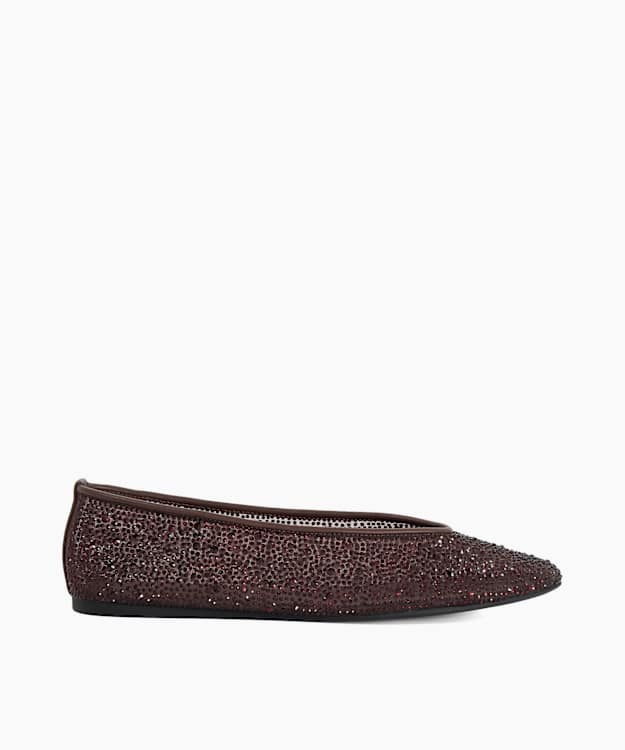 Holden Burgundy - Mesh Embellished Ballet Flats
