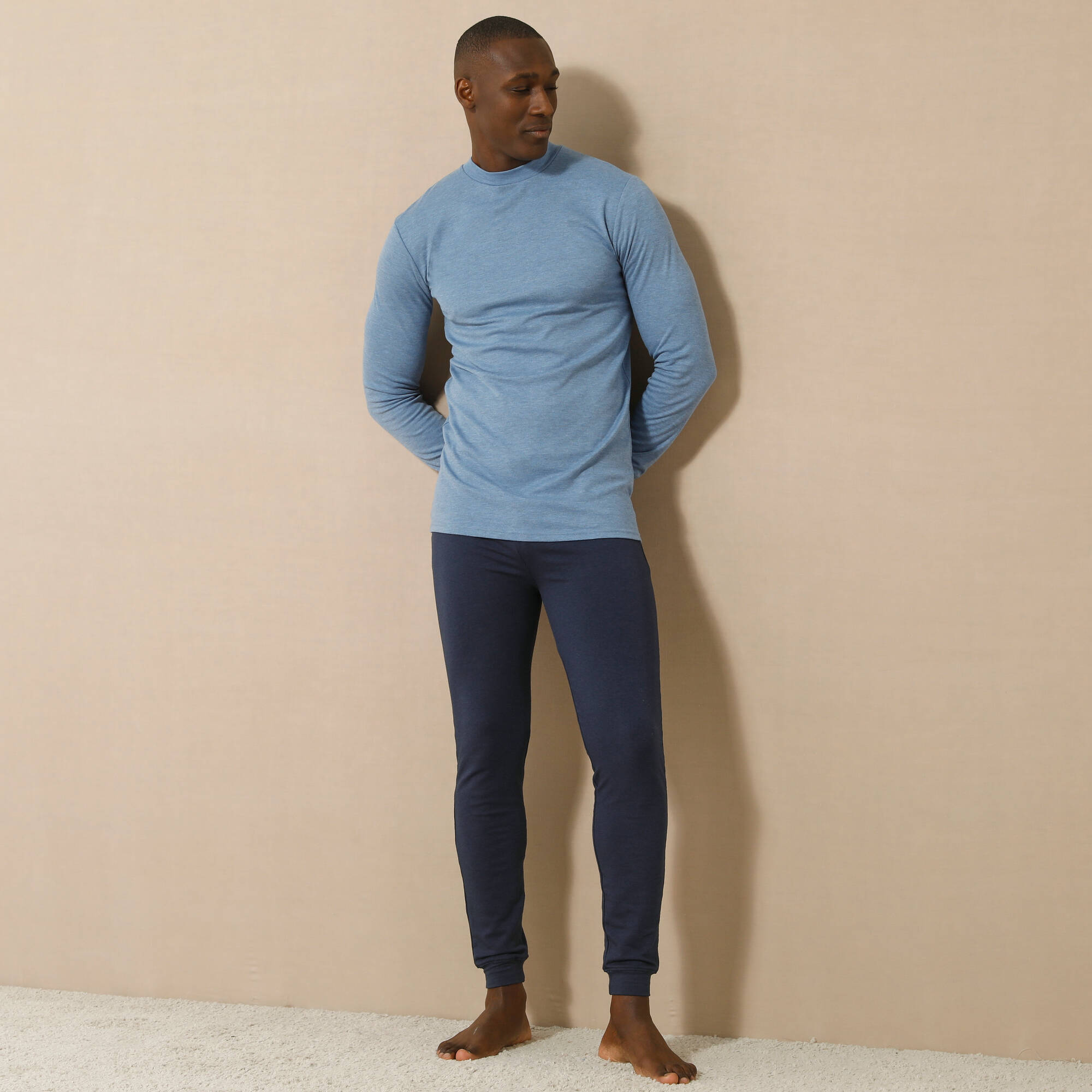 T-shirt sous-v&ecirc;tement homme col montant manches longues chaleur intense - lot de 2
