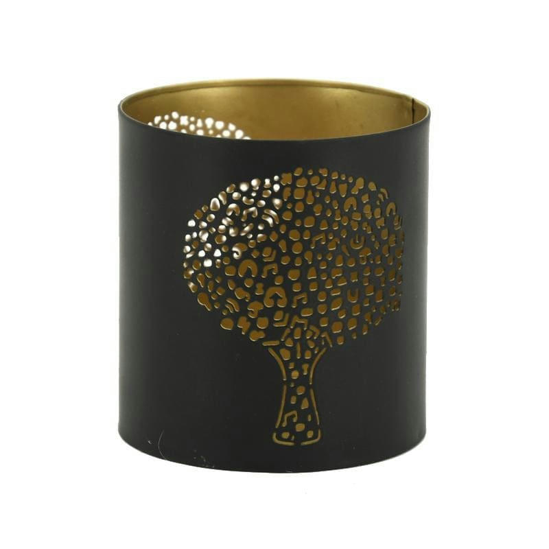 - Photophore arbre métal doré et noir 9 cm