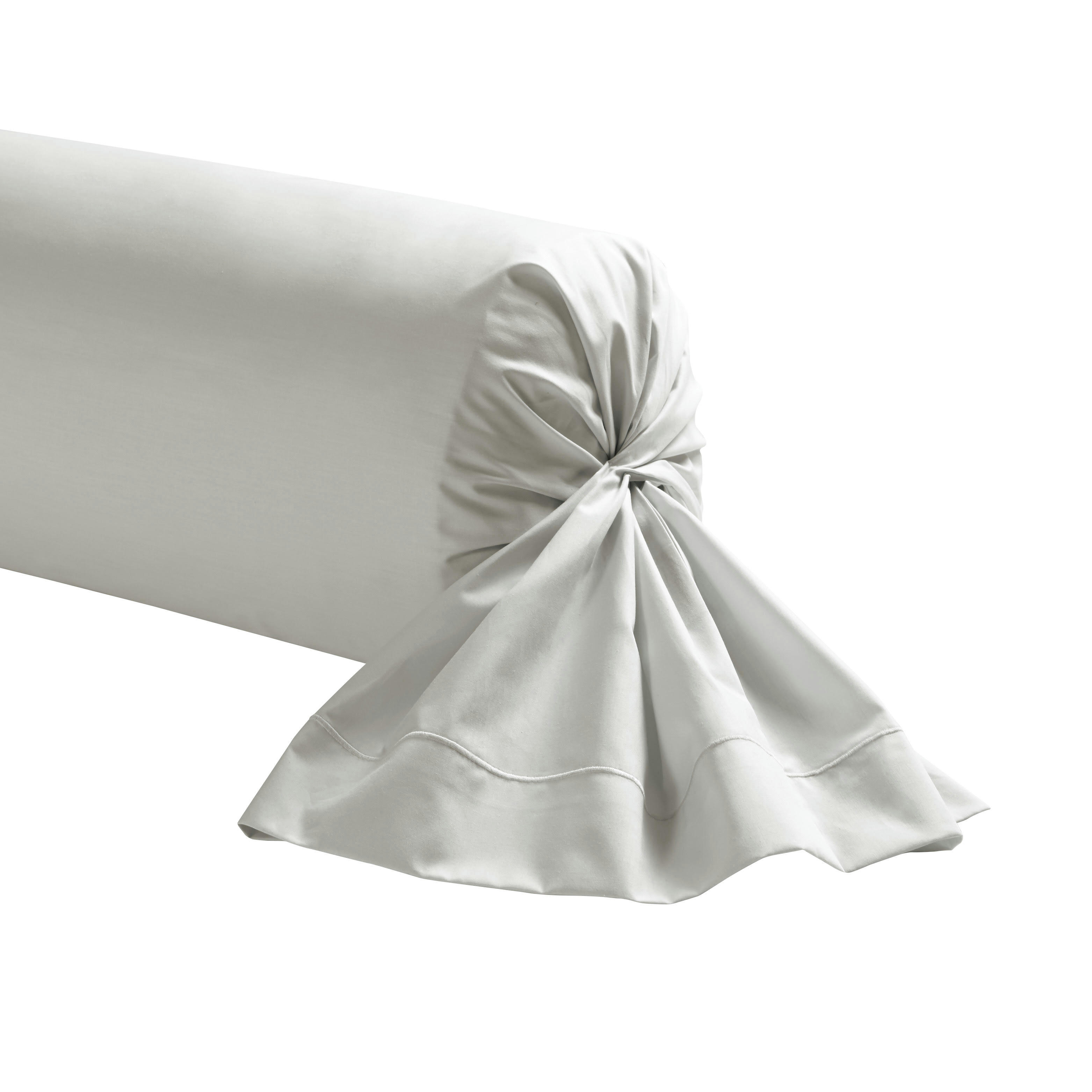 ROYAL LINE - Taie de traversin unie en percale de coton gris 43x190