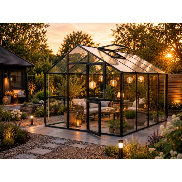 Gewächshaus »Ortasia IV«, BxHxL: 2,97 x 2,53 x 4,29 m, anthrazit-grau