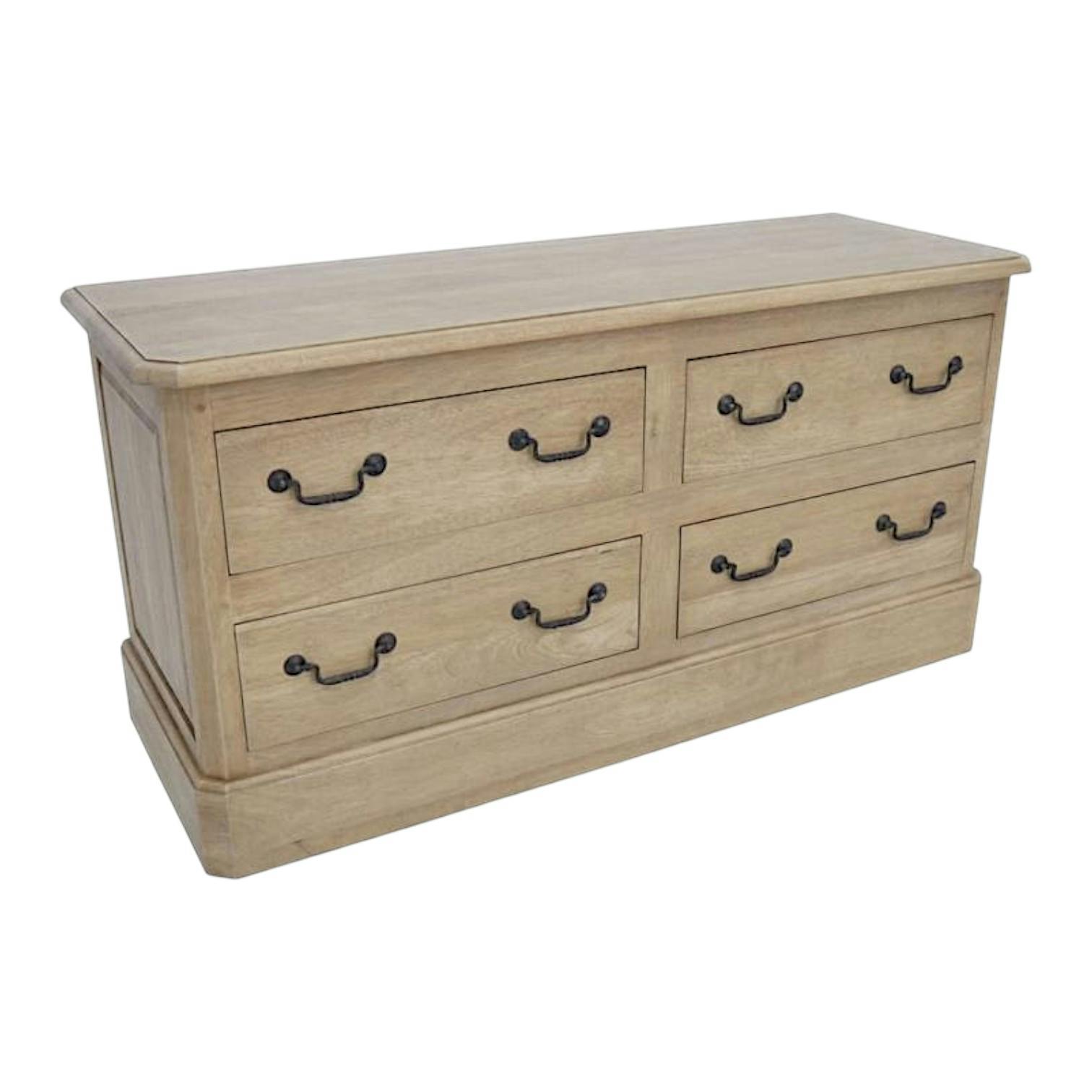 Commode 4 tiroirs hévéa 120x43x60cm TRADITION