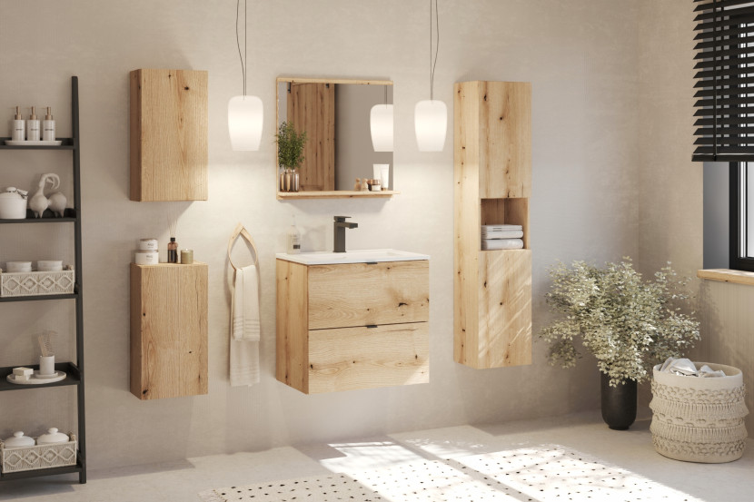 Szafka Pod Umywalkę 50 cm BLAT CZARNY Wisząca 2S NOVA OAK