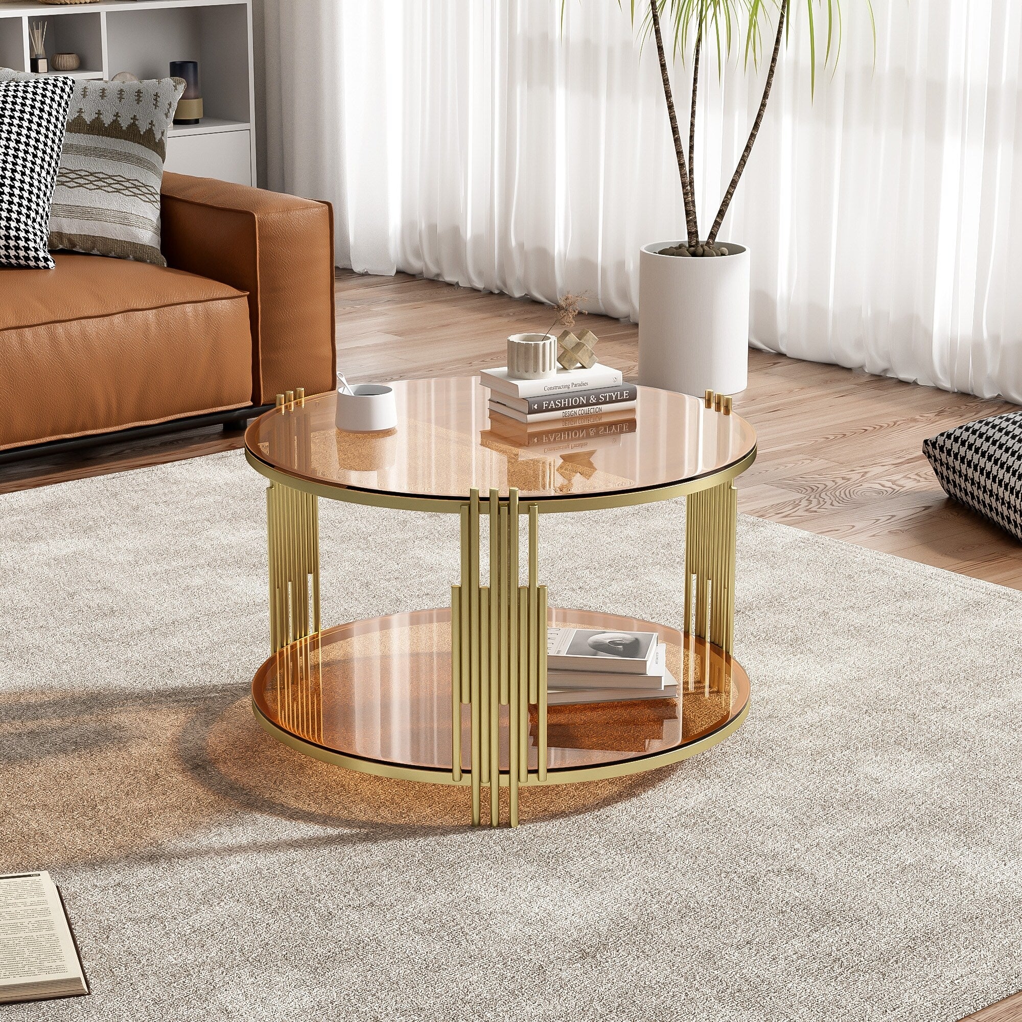 Modern Glass Coffee Table & Lower Shelf