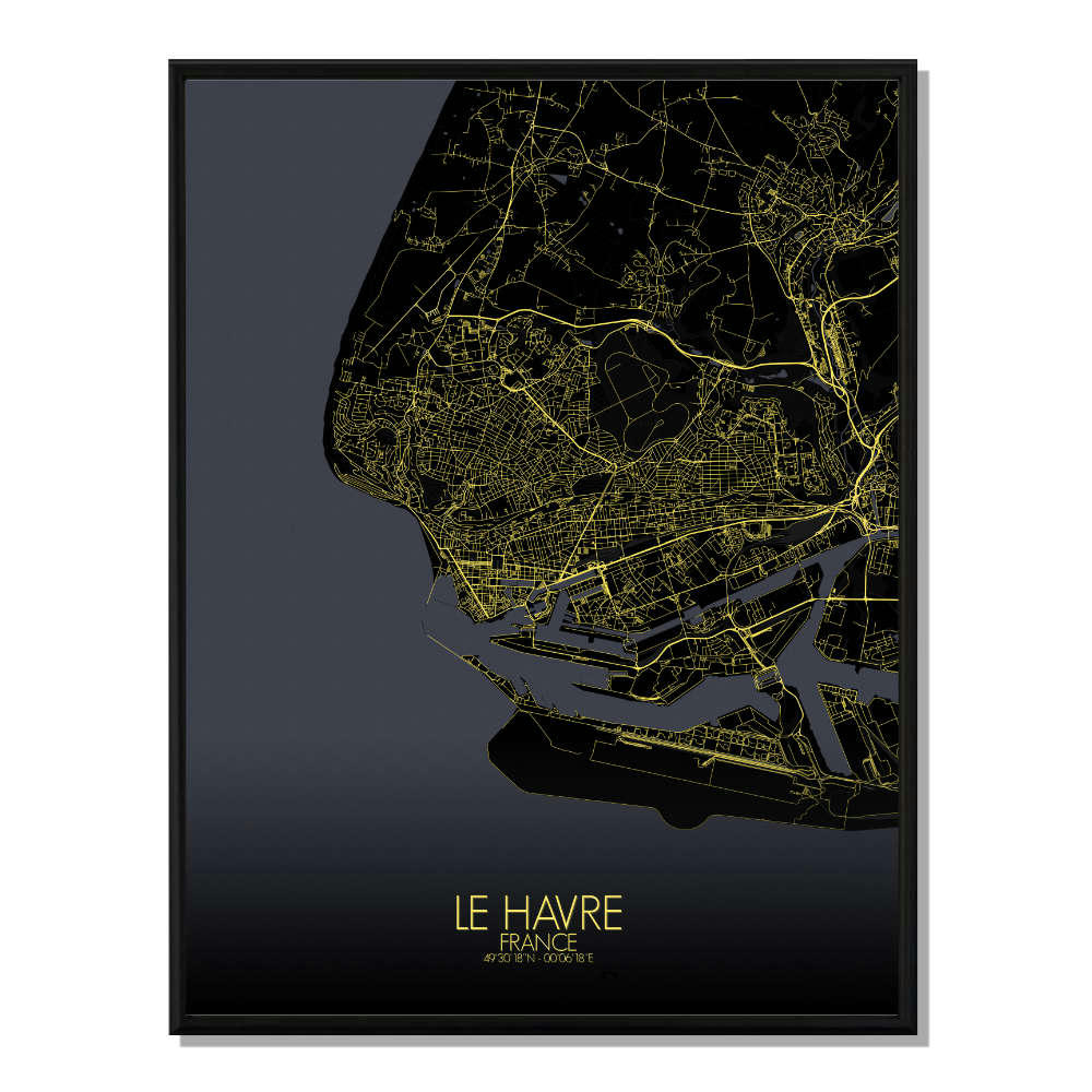 - Affiche Le Havre Carte Nuit 40x50
