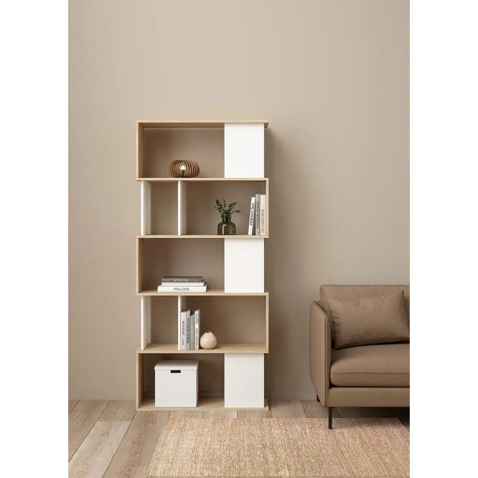 Boekenkast Wit - 80x31x174cm - Maze