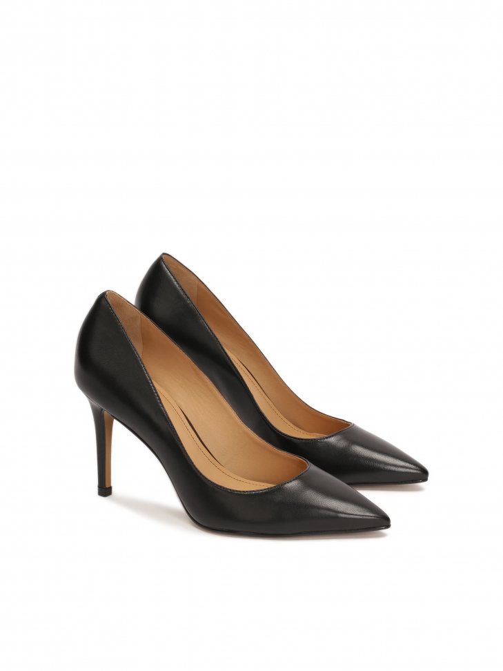 Classic leather pumps on a high stiletto heel