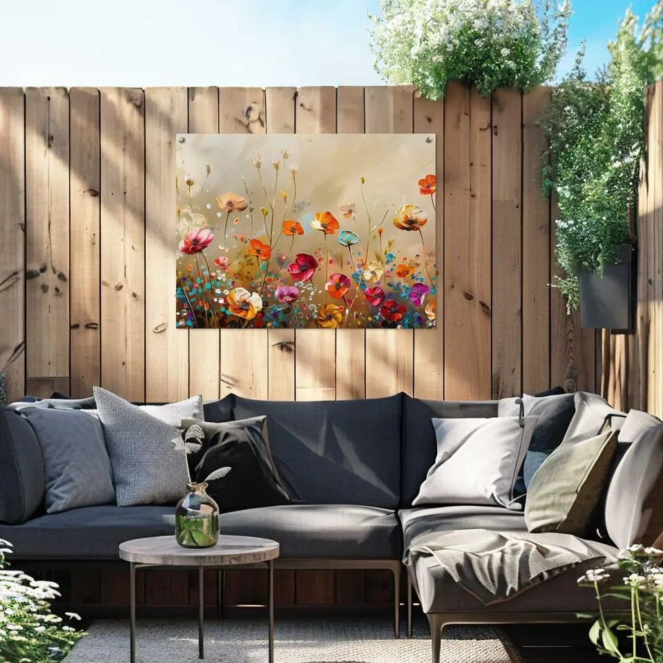 Tuinposter Summer Flowers - 60 x 80 - Bont