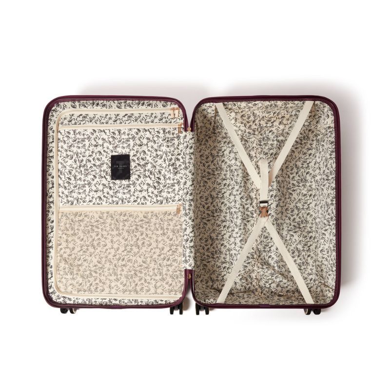 Ted Baker Icon Plum Croc Medium Suitcase 68cm 4 Wheel Luggage 77L