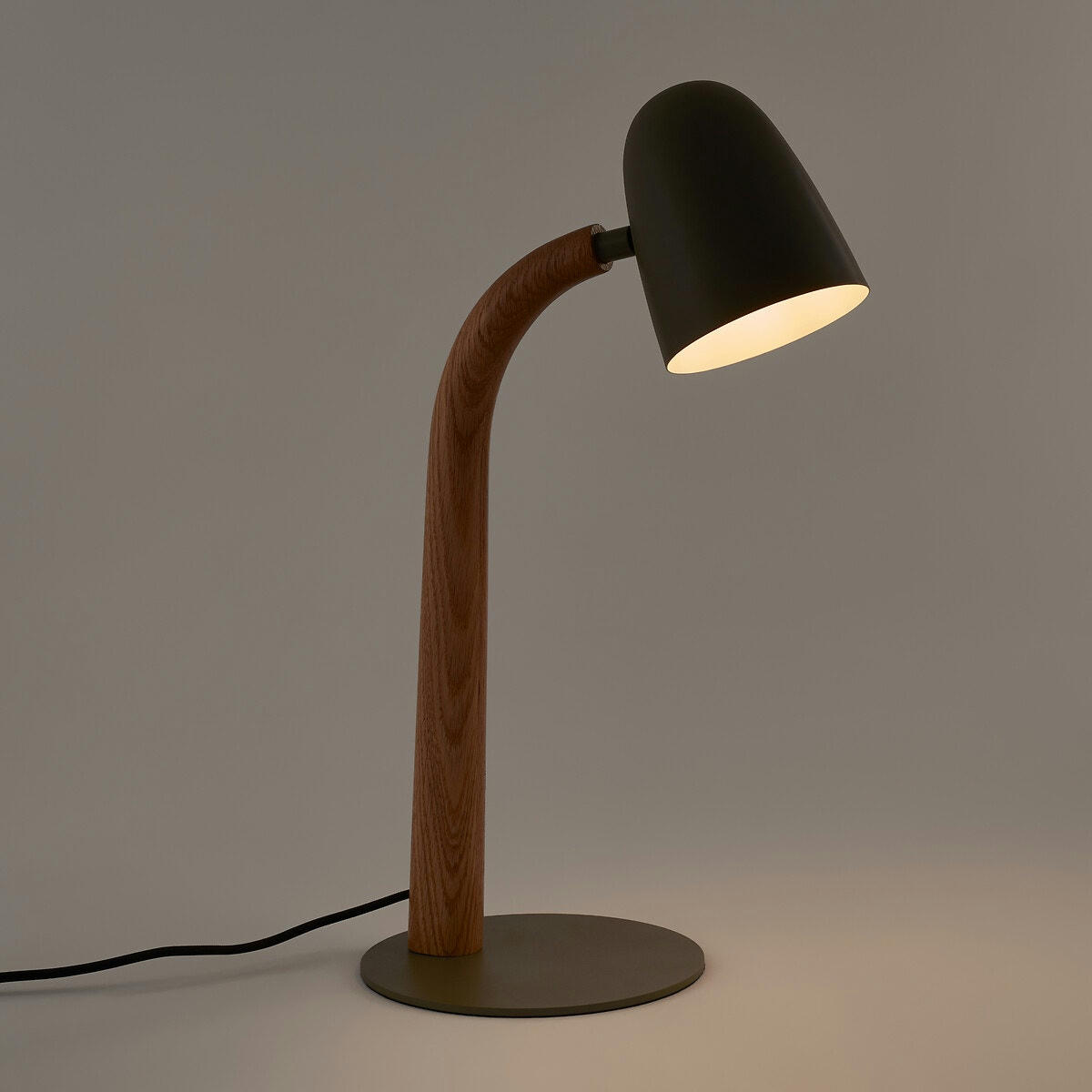 Lampe à poser métal fer, acier et chêne, Léona