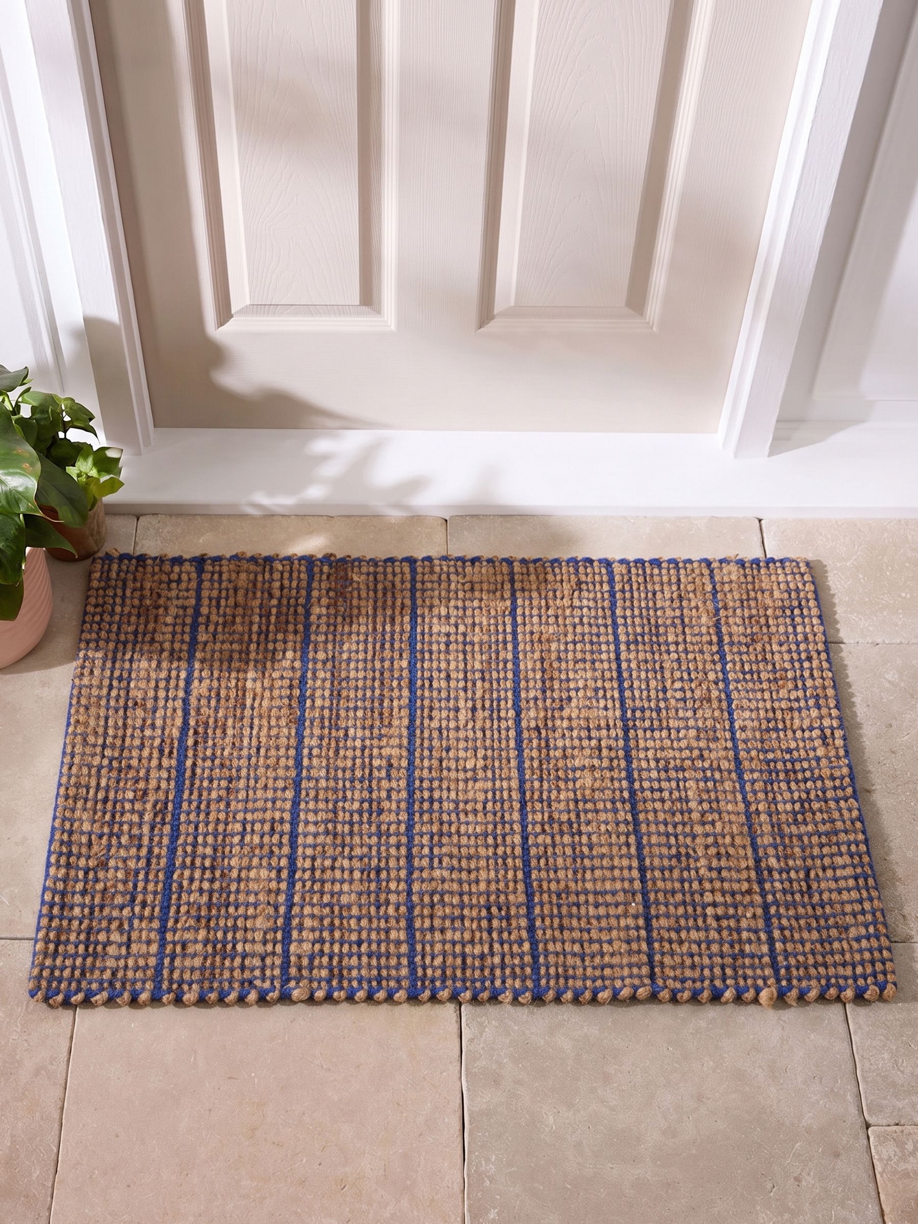 Hurley Woven Jute Doormat in Blue