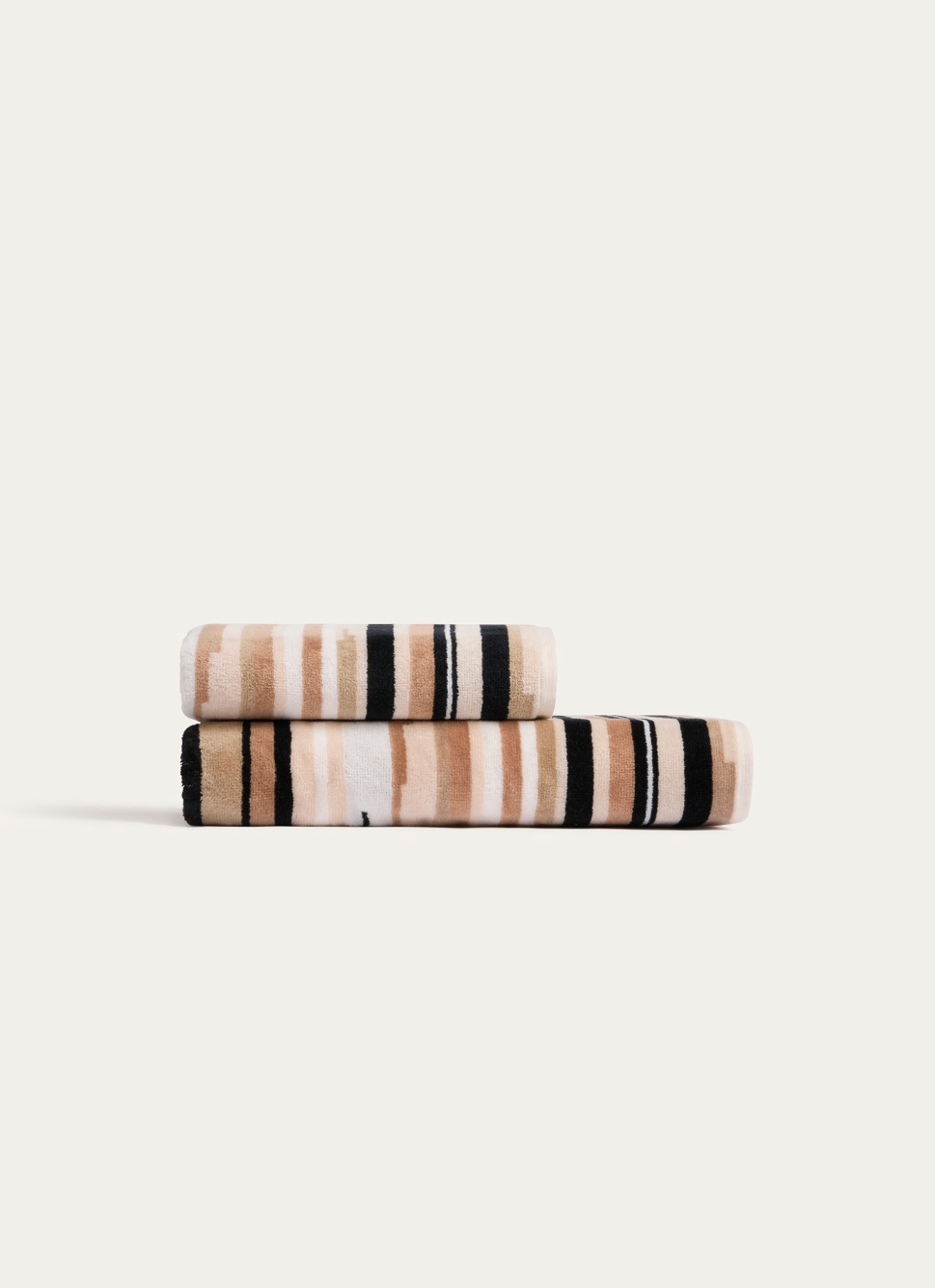 DRAP DE DOUCHE EN VELOURS à RAYURES MULTICOLORE