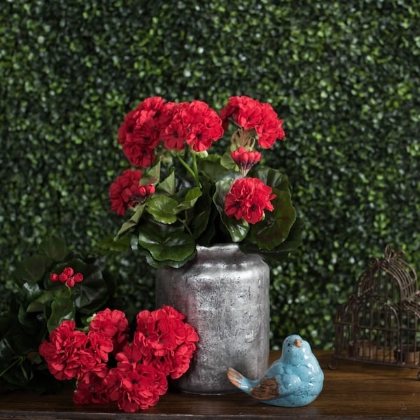 Vickerman 15.25" Red Geranium Floral Bush