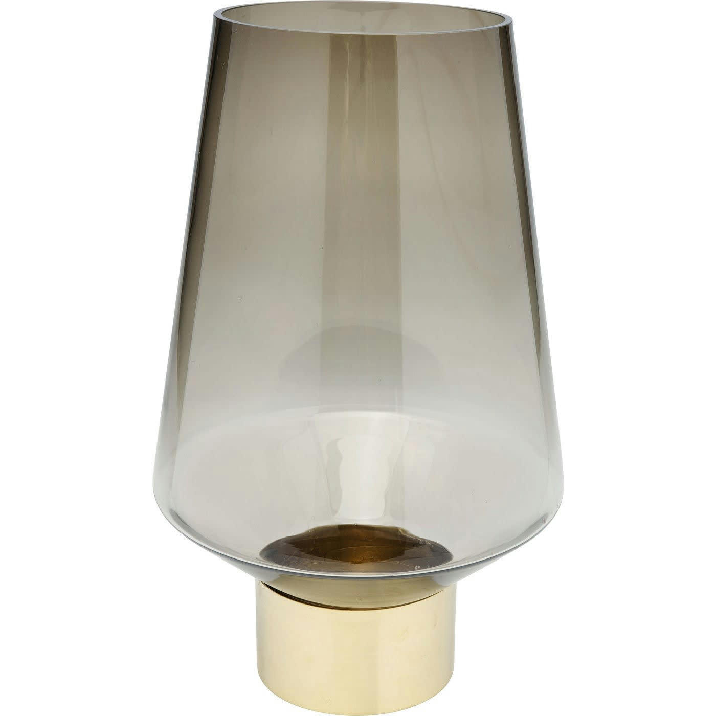 - Vase en verre marron et acier doré H40