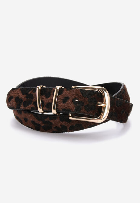 Womens Dark Brown Leopard Print Belt