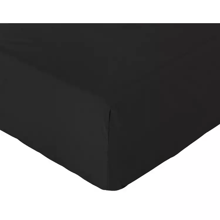 Habitat Cotton Rich 180 TC Plain Black Fitted Sheet - Single